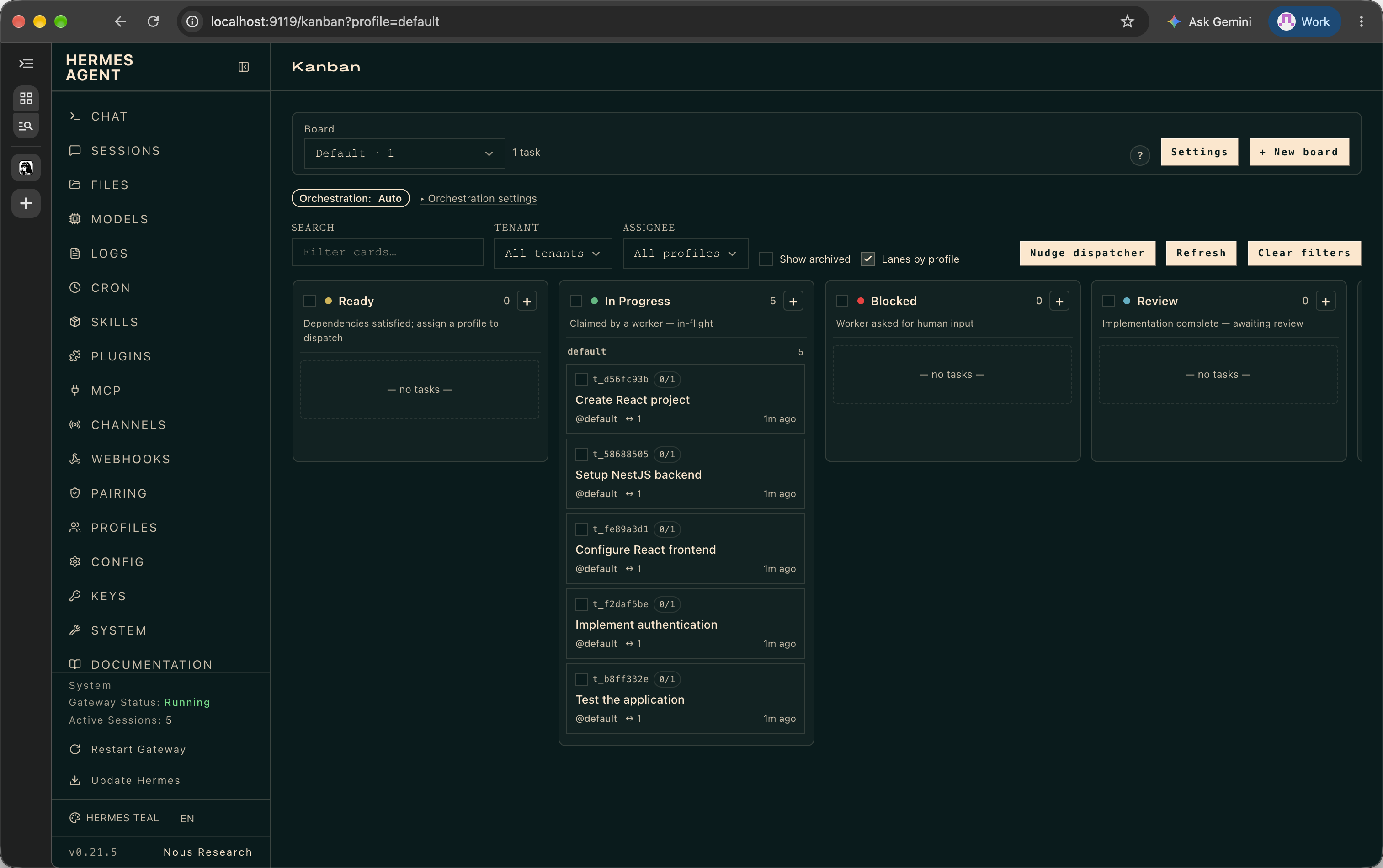 Hermes Agent - Dashboard