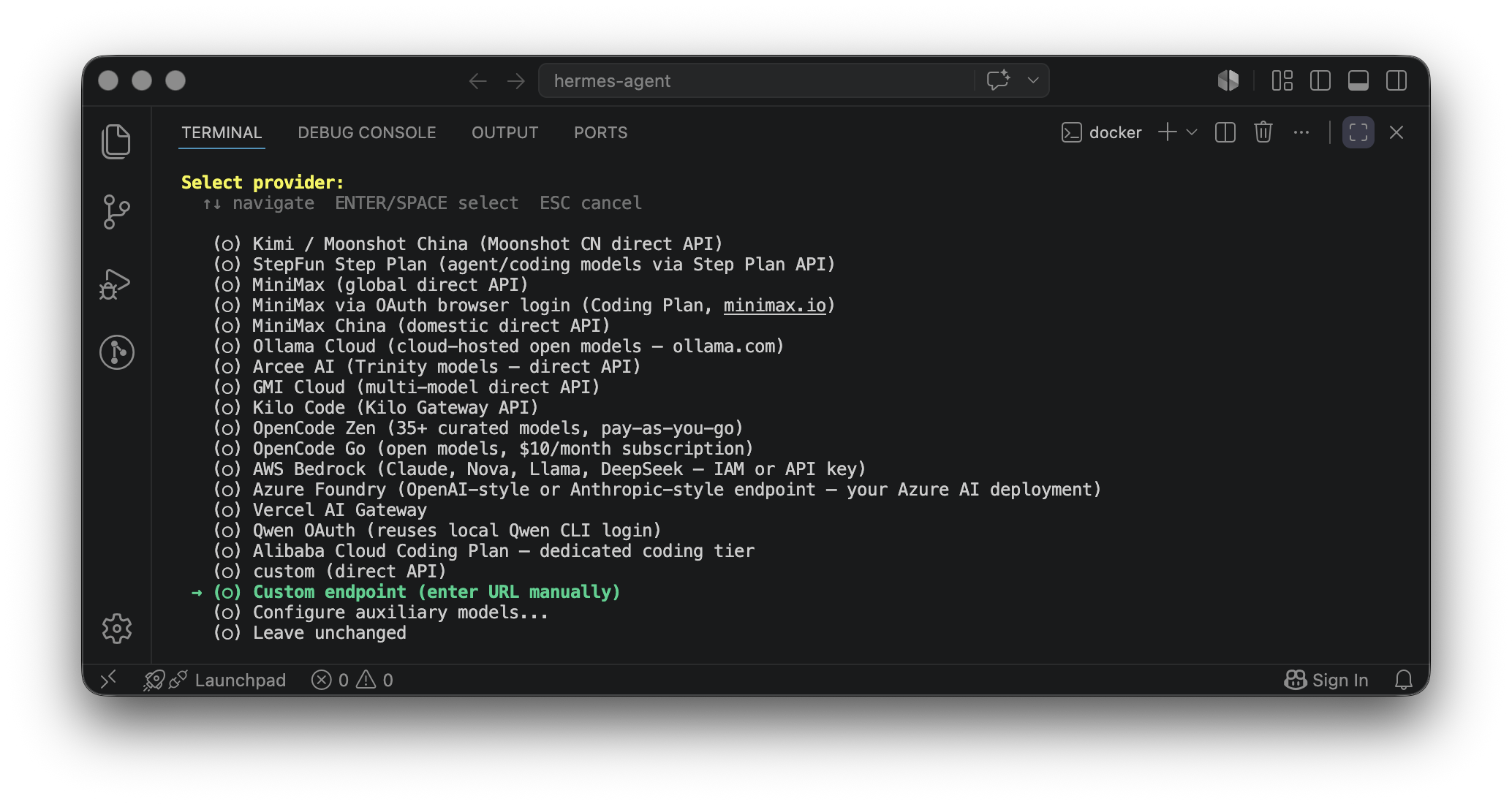 Select provider