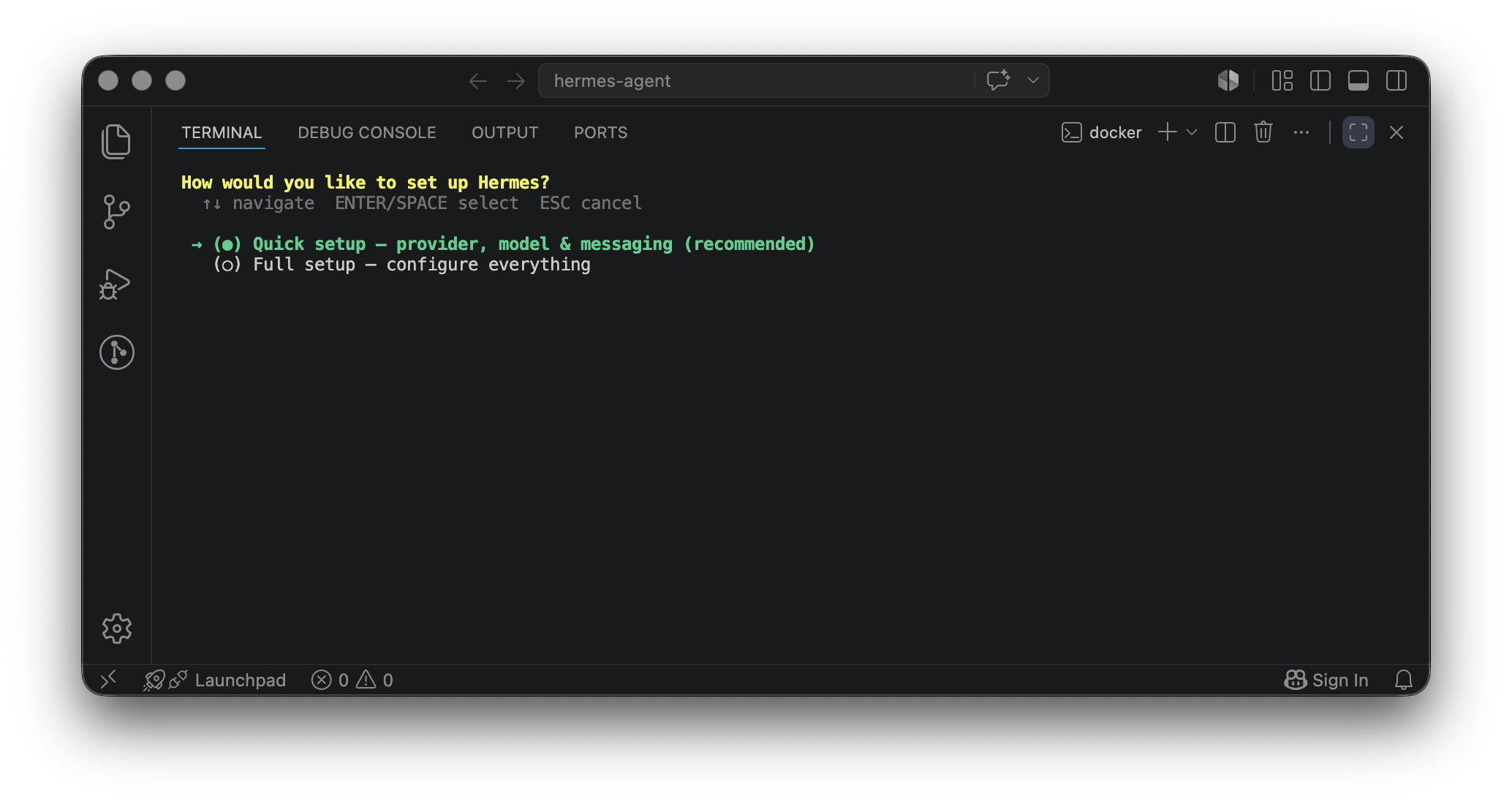 How would you like to set up Hermes?
