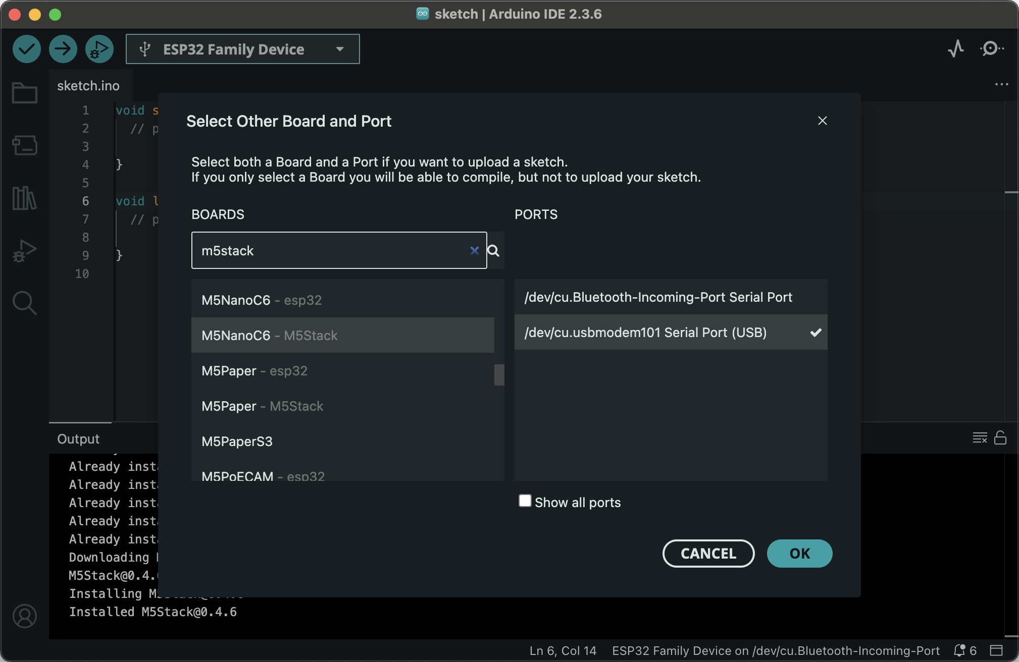 Select Other Board and Port