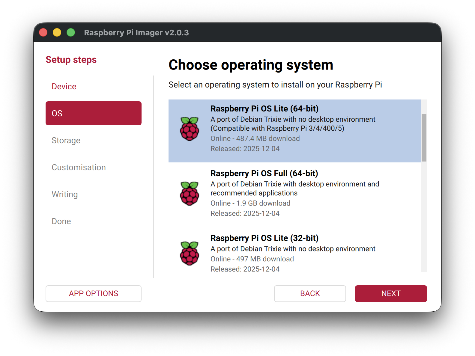 Raspberry Pi Imager v2.0.3
