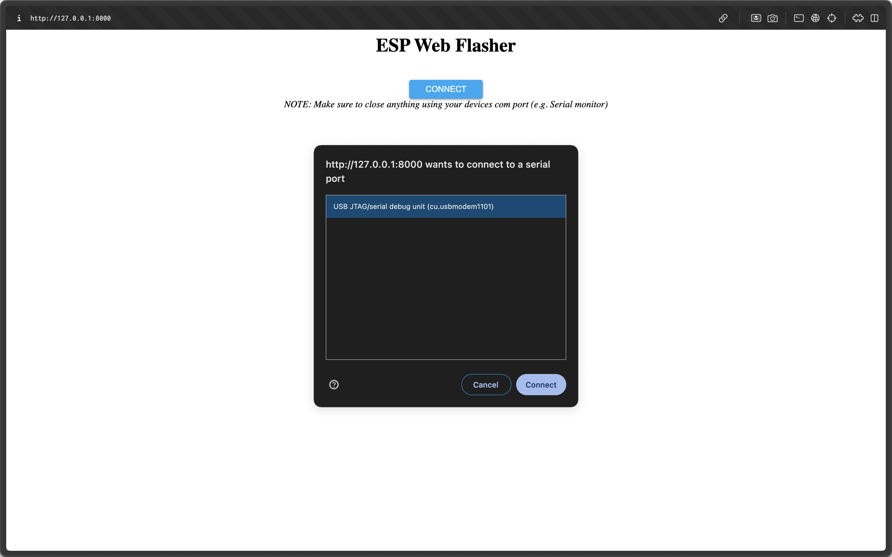 ESP Web Flasher - Connect