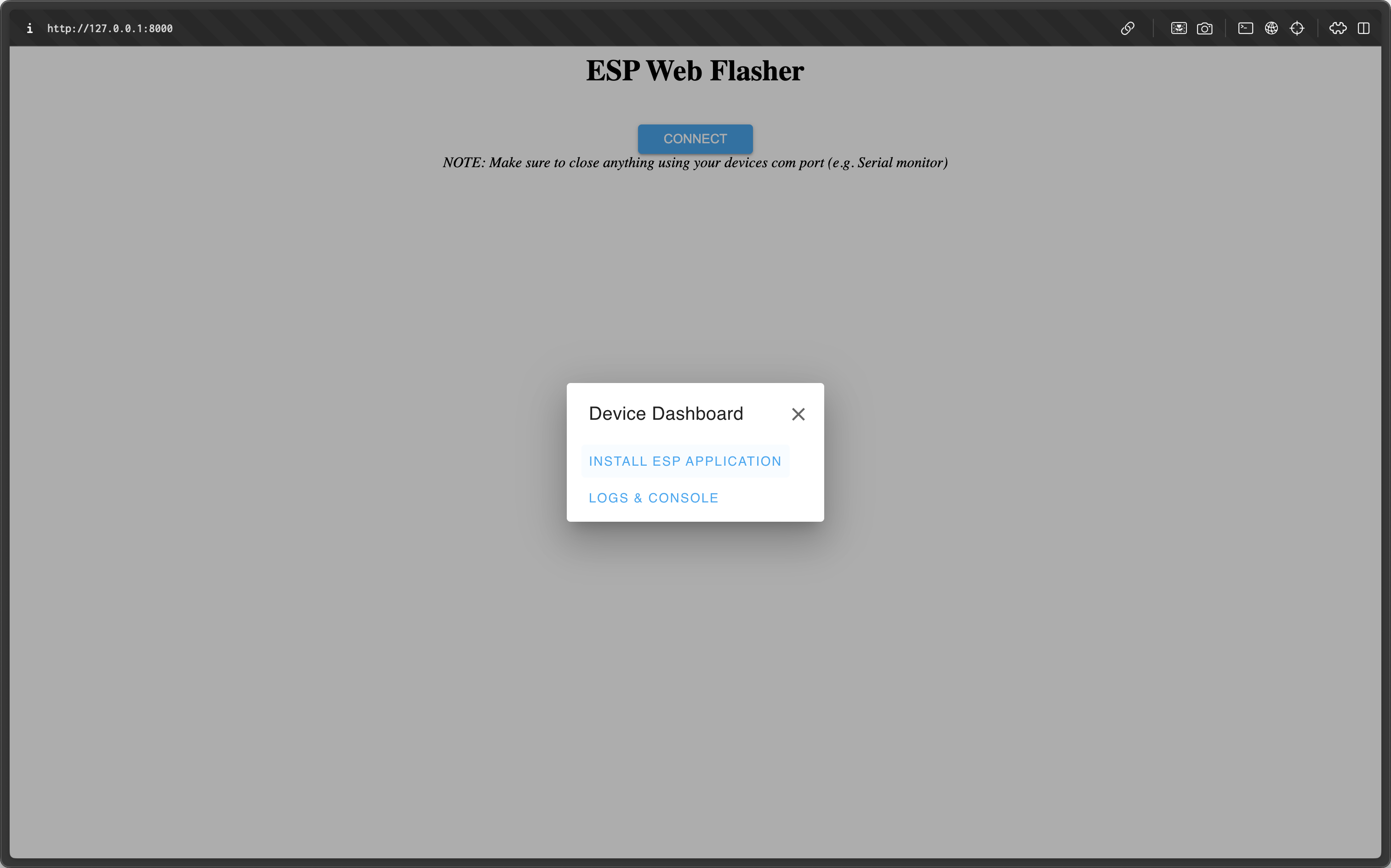 ESP Web Flasher - Device Dashboard