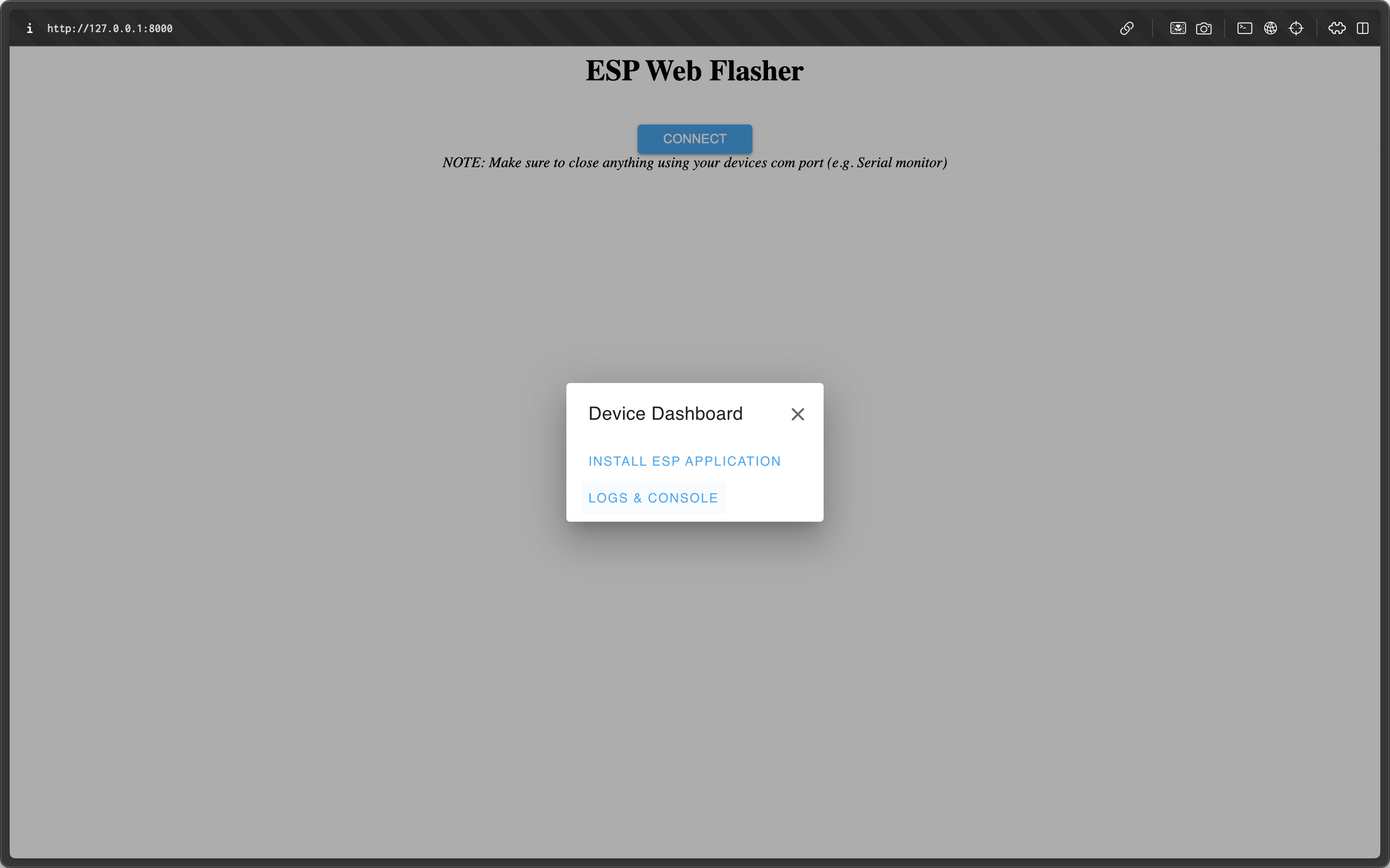 ESP Web Flasher - Device Dashboard